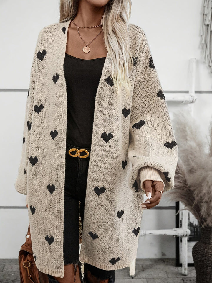 Lunaria Women Cardigan Anaya Heart Pattern Long Sleeve Cardigan
