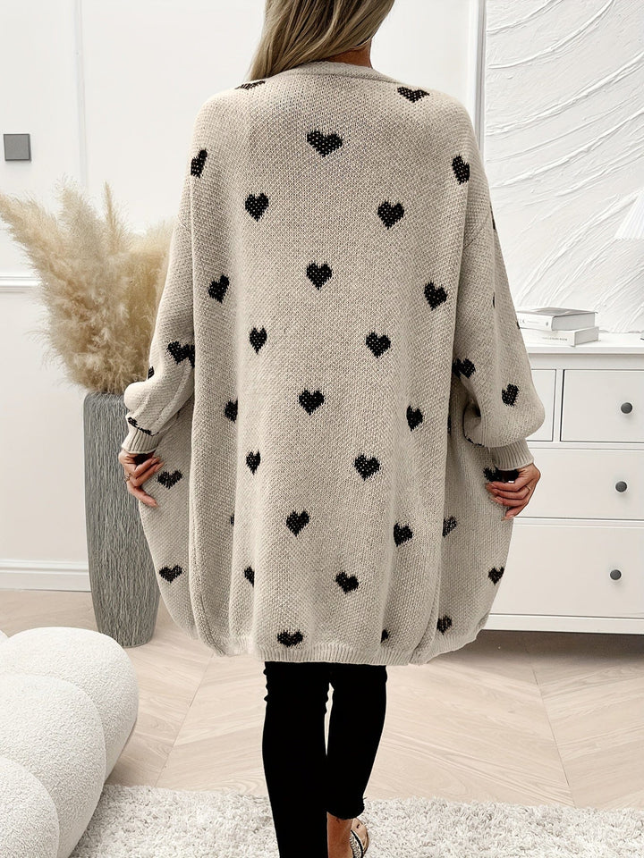 Lunaria Women Cardigan Anaya Heart Pattern Long Sleeve Cardigan