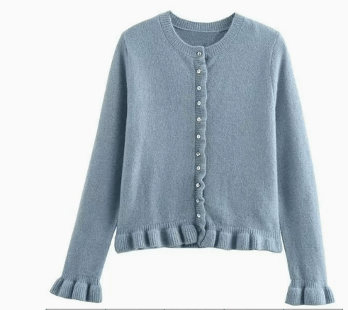 Lunaria Women Cardigan Baby blue / XS Gabriella Ruffle Cardigan For Women
