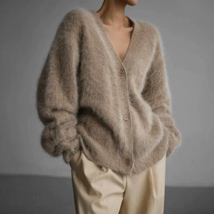 Lunaria Women Cardigan beige / one size fits all Maria Knit Cozy Soft Long Sleeve Cardigan For Women