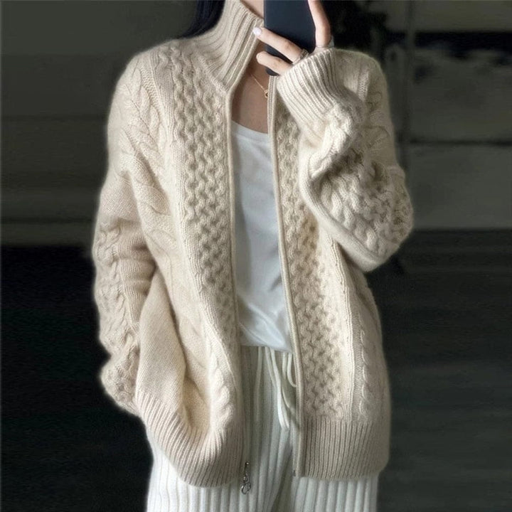 Lunaria Women Cardigan beige / S Darcie Zip Front Cozy Knit Cardigan For Women