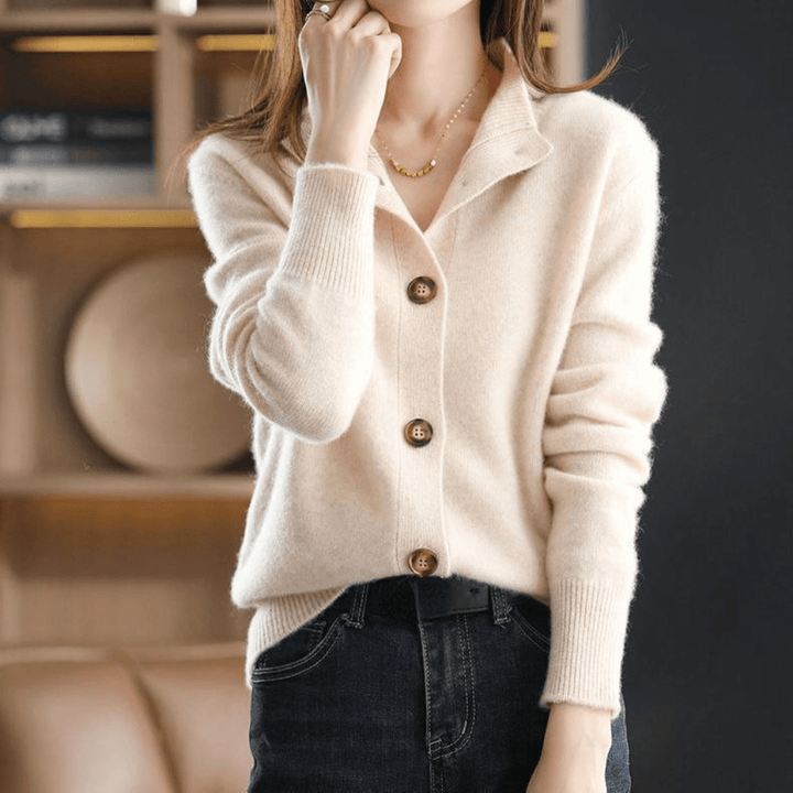 Lunaria Women Cardigan Beige / S Pearl Luxe Longline Knit Cardigan For Women