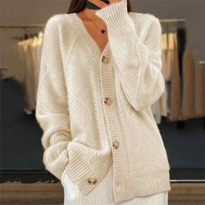Lunaria Women Cardigan beige / S Tiana Formal Button Cardigan For Women Classic Knit