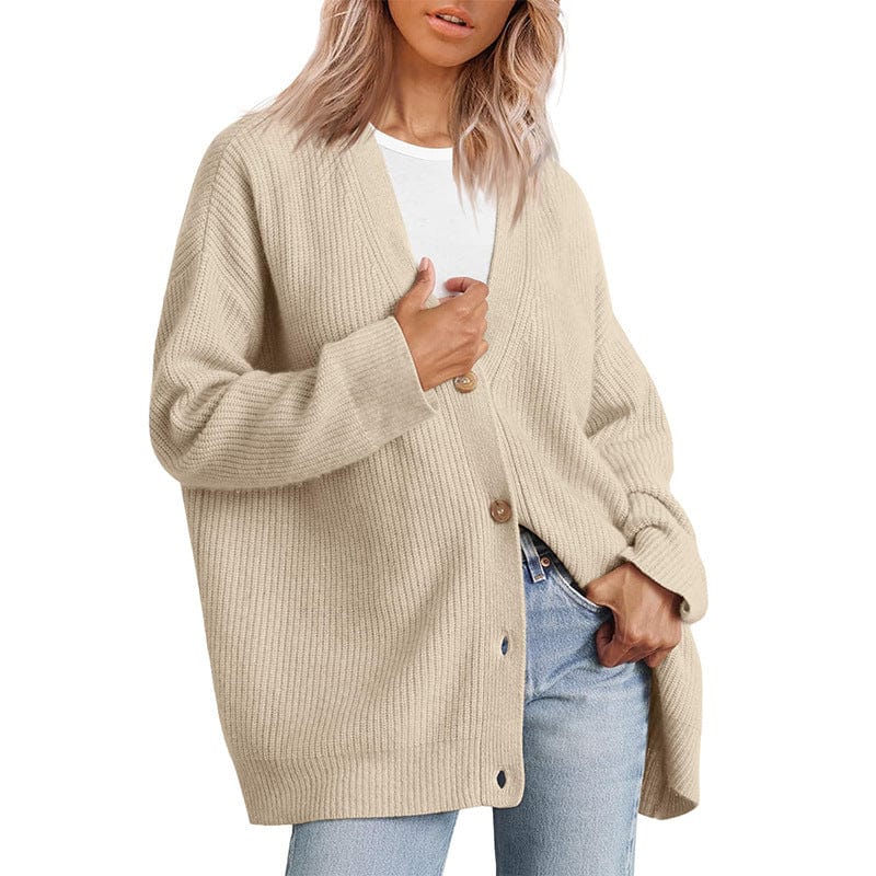 Lunaria Women Cardigan beige / XS Francesca Women Oversized Striped Button Cardigan