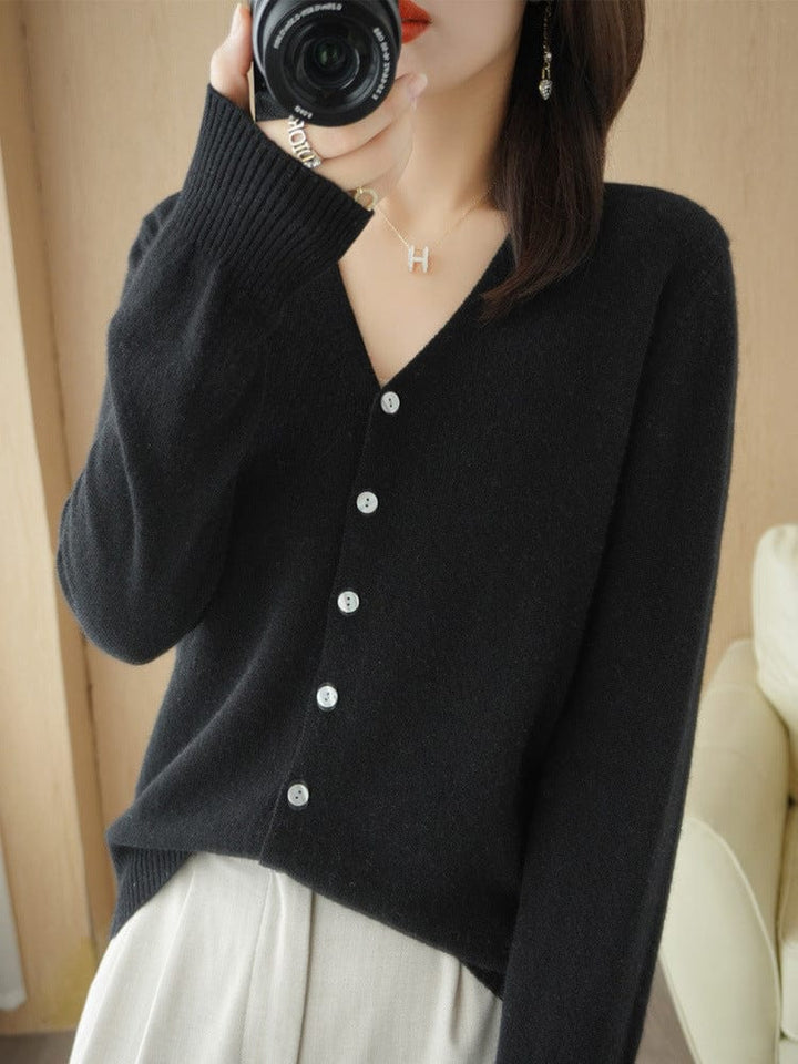 Lunaria Women Cardigan black / M Anna Lightweight V-Neck Cardigan For Women