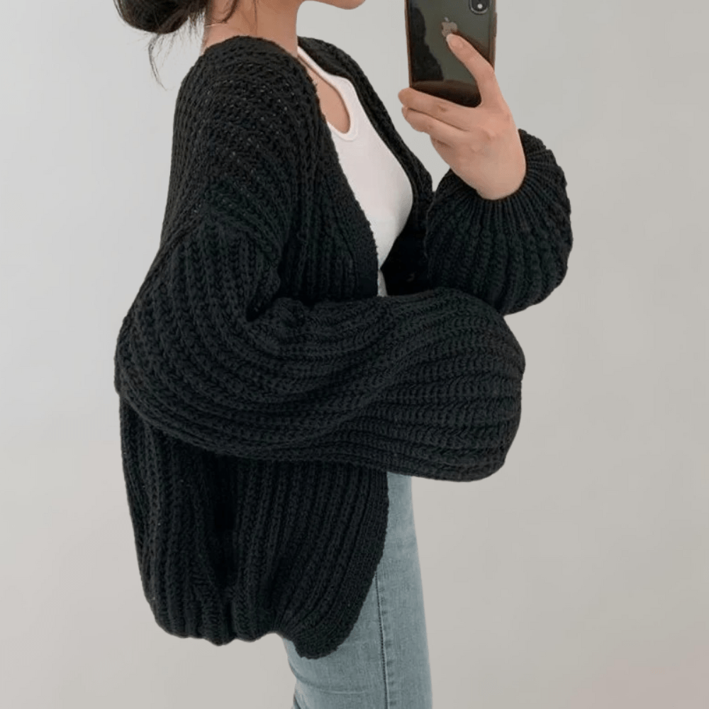 Lunaria Women Cardigan black / one size fits all Sylvie Lightweight Long Sleeve Knit Cardigan
