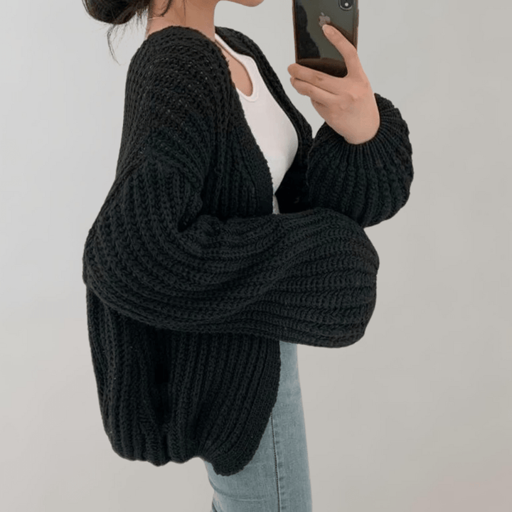 Lunaria Women Cardigan black / one size fits all Sylvie Lightweight Long Sleeve Knit Cardigan