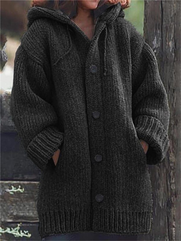Lunaria Women Cardigan black / S Ada Long Hooded Knit Cardigan