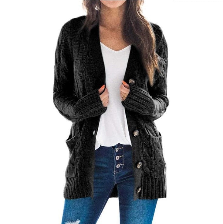 Lunaria Women Cardigan black / S Veronica Long Sleeve Women's Relaxed Knit Cardigan