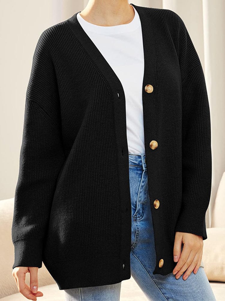 Lunaria Women Cardigan black / S Zahra Long Sleeve Knitted Button Cardigan For Women