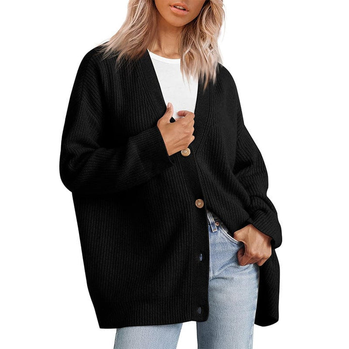 Lunaria Women Cardigan black / XS Francesca Women Oversized Striped Button Cardigan