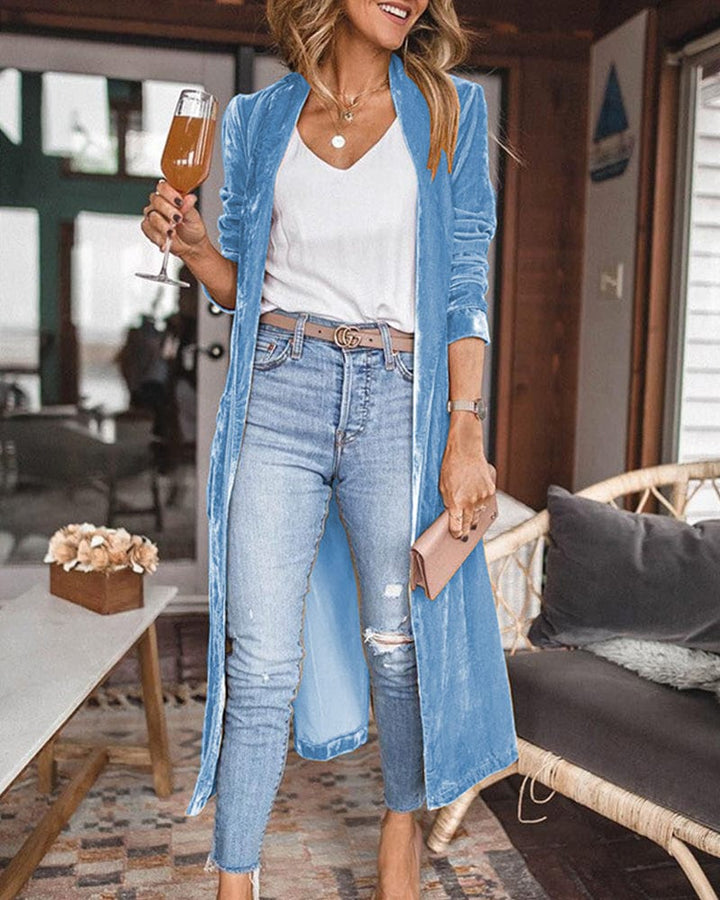 Lunaria Women Cardigan blue / S Natasha Long Open Front Women's Cardigan Coat Layer