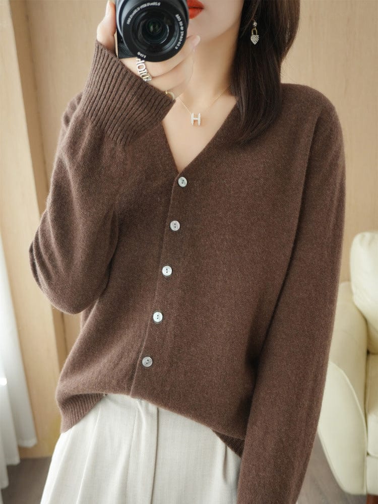Lunaria Women Cardigan brown / M Anna Lightweight V-Neck Cardigan For Women