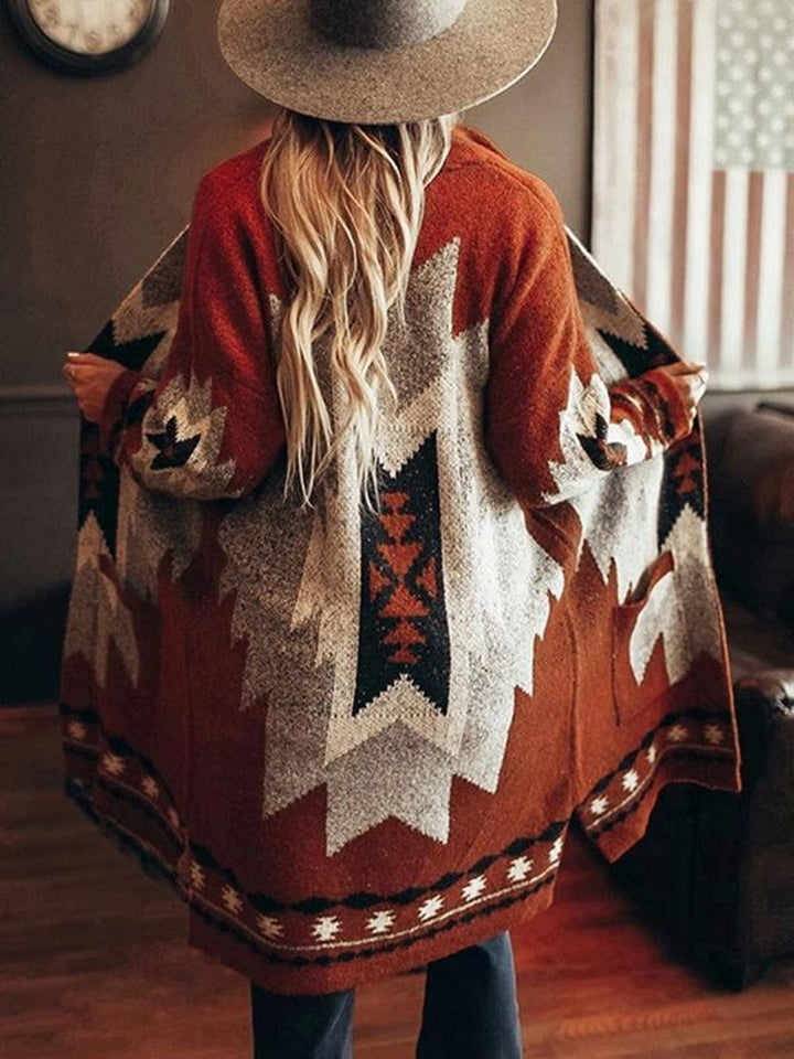 Lunaria Women Cardigan Brown / S Ariella Boho Motif Knit Cardigan