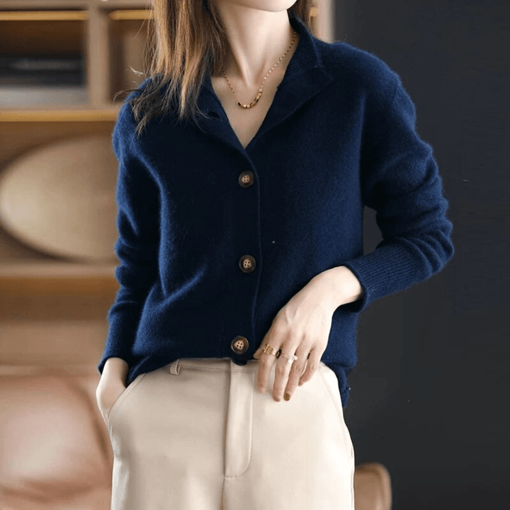 Lunaria Women Cardigan dark blue / S Pearl Luxe Longline Knit Cardigan For Women