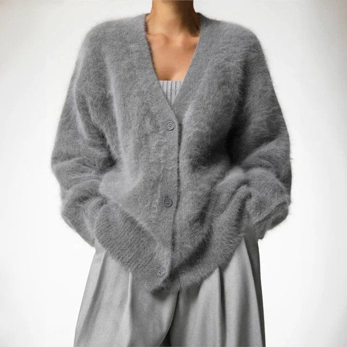 Lunaria Women Cardigan dark gray / one size fits all Maria Knit Cozy Soft Long Sleeve Cardigan For Women