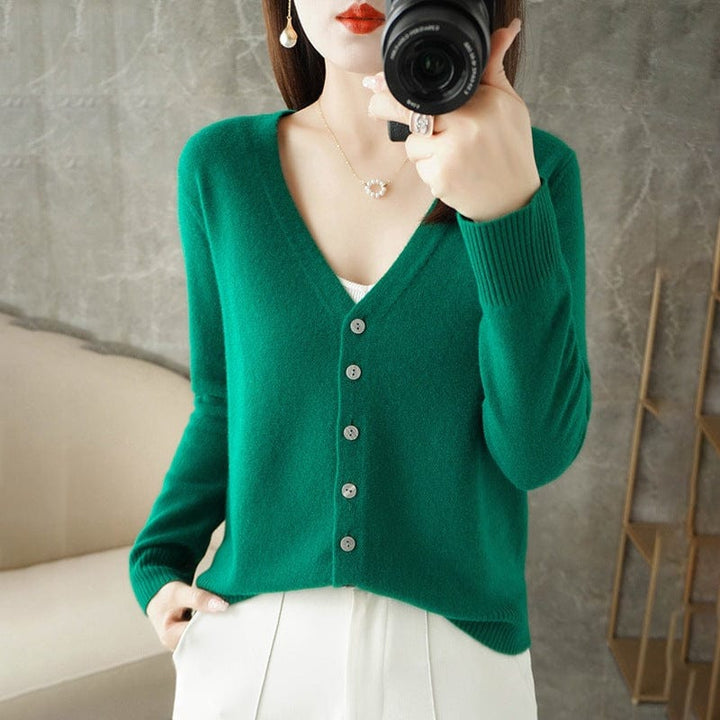 Lunaria Women Cardigan green / M Anna Lightweight V-Neck Cardigan For Women