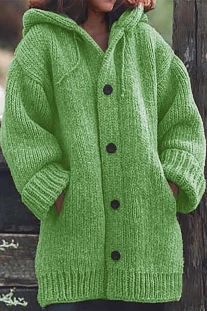 Lunaria Women Cardigan green / S Ada Long Hooded Knit Cardigan