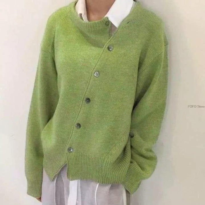Lunaria Women Cardigan green / S Annalise Asymmetrical Knit Cardigan For Women