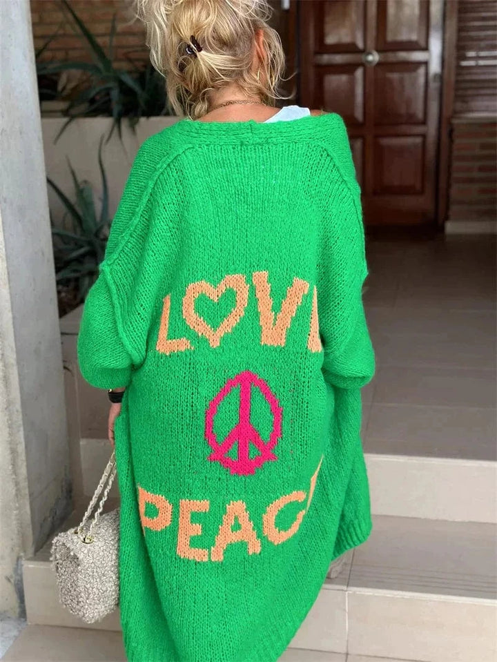 Lunaria Women Cardigan green / S Margot Long Knit Cardigan With Graphic Warmth For Women