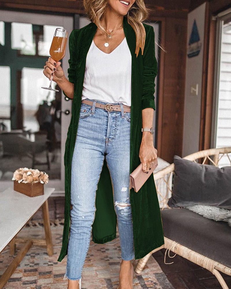 Lunaria Women Cardigan green / S Natasha Long Open Front Women's Cardigan Coat Layer