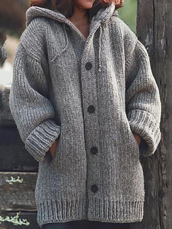 Lunaria Women Cardigan grey / S Ada Long Hooded Knit Cardigan