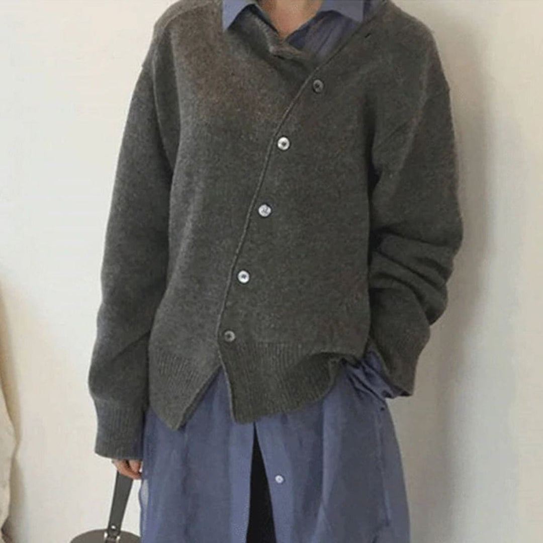 Lunaria Women Cardigan grey / S Annalise Asymmetrical Knit Cardigan For Women