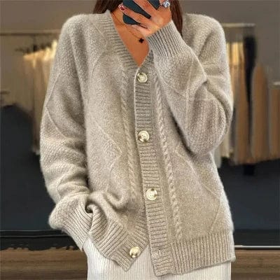 Lunaria Women Cardigan grey / S Tiana Formal Button Cardigan For Women Classic Knit