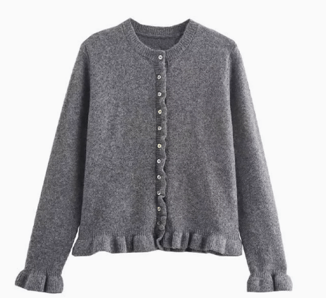 Lunaria Women Cardigan grey / XS Gabriella Ruffle Cardigan For Women
