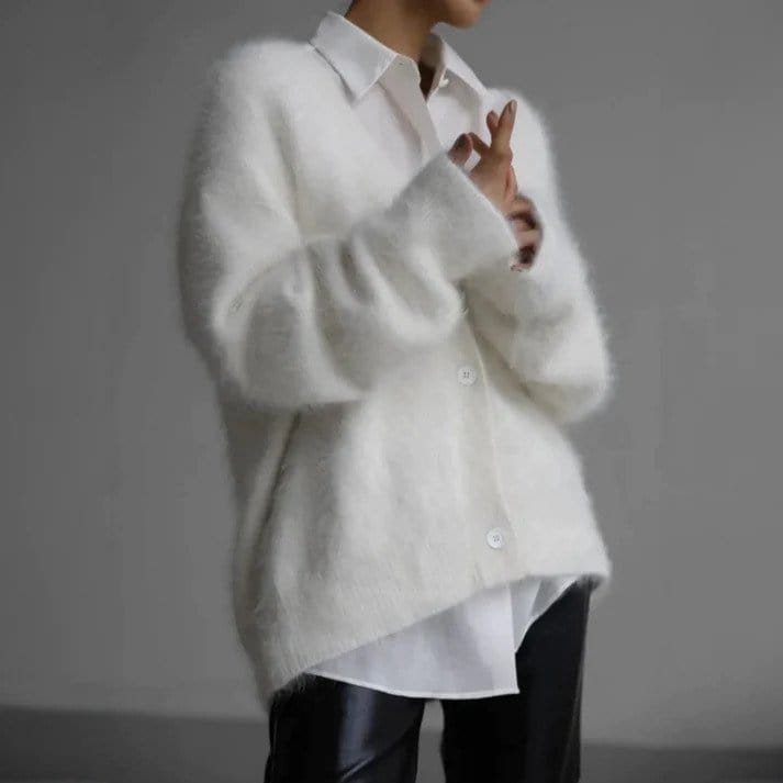 Lunaria Women Cardigan ivory / one size fits all Maria Knit Cozy Soft Long Sleeve Cardigan For Women