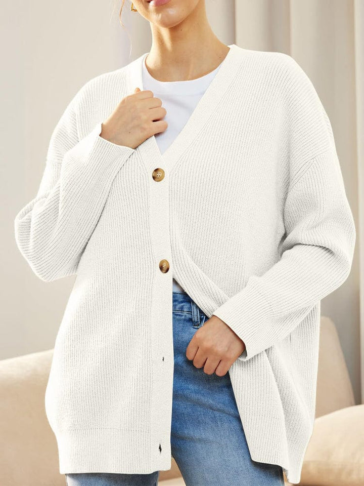 Lunaria Women Cardigan ivory / S Zahra Long Sleeve Knitted Button Cardigan For Women