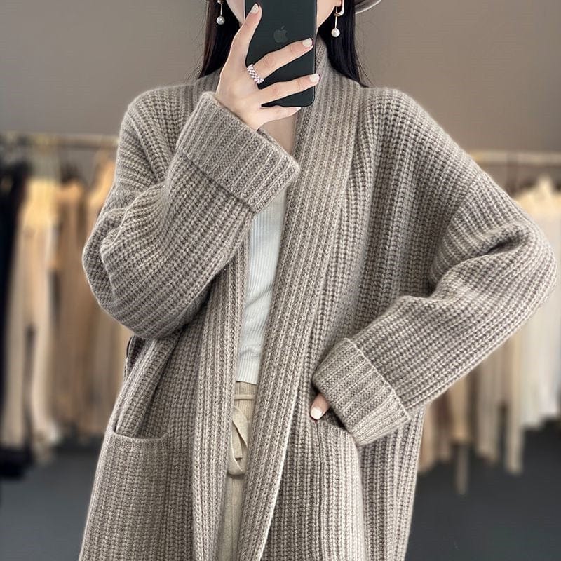 Lunaria Women Cardigan khaki / one size fits all Frances Oversized Long Knit Cardigan For Women