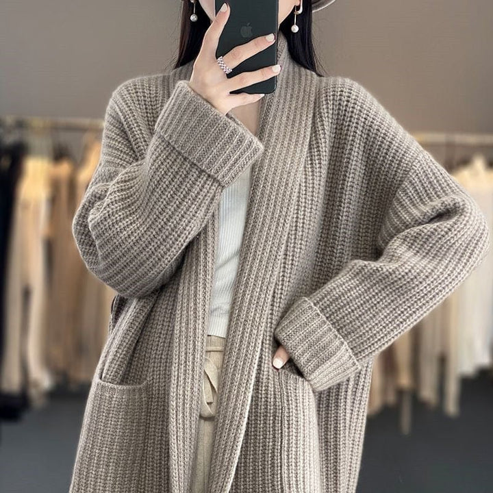 Lunaria Women Cardigan khaki / one size fits all Frances Oversized Long Knit Cardigan For Women