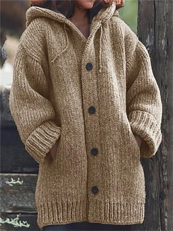Lunaria Women Cardigan khaki / S Ada Long Hooded Knit Cardigan