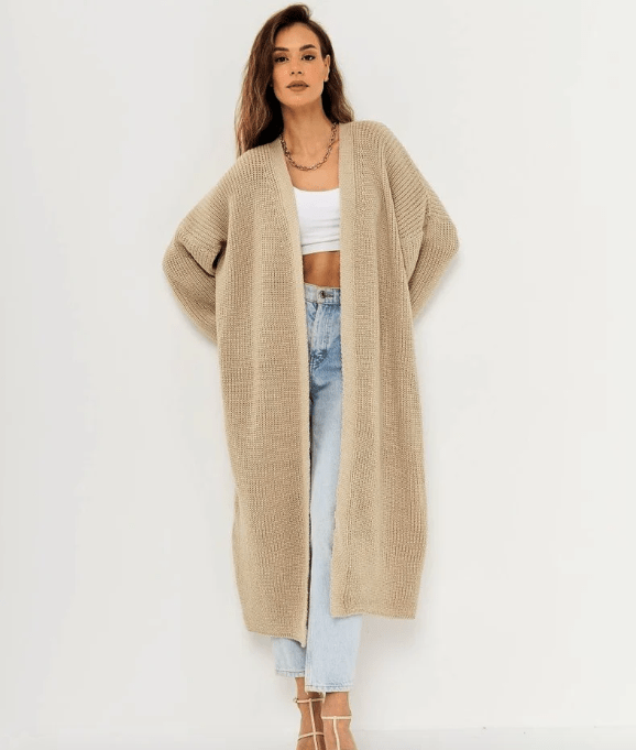 Lunaria Women Cardigan Khaki / S Katie Lightweight Open Front Cardigan
