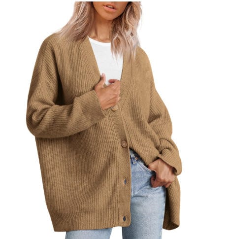 Lunaria Women Cardigan khaki / XS Francesca Women Oversized Striped Button Cardigan