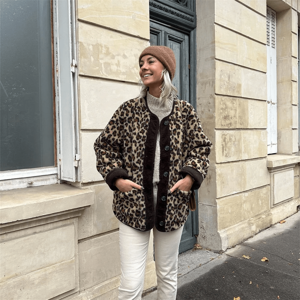 Lunaria Women Cardigan leopard print / XS Monica Leopard Print Winter Cozy Cardigan For Women