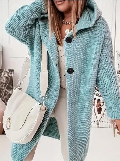 Lunaria Women Cardigan Light blue / S Molly Women's Cozy Knit Hooded Open Front Cardigan