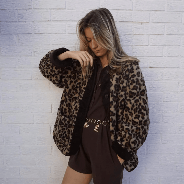 Lunaria Women Cardigan Monica Leopard Print Winter Cozy Cardigan For Women