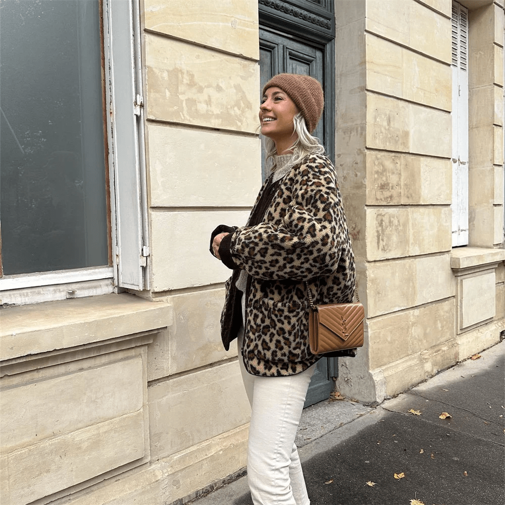 Lunaria Women Cardigan Monica Leopard Print Winter Cozy Cardigan For Women
