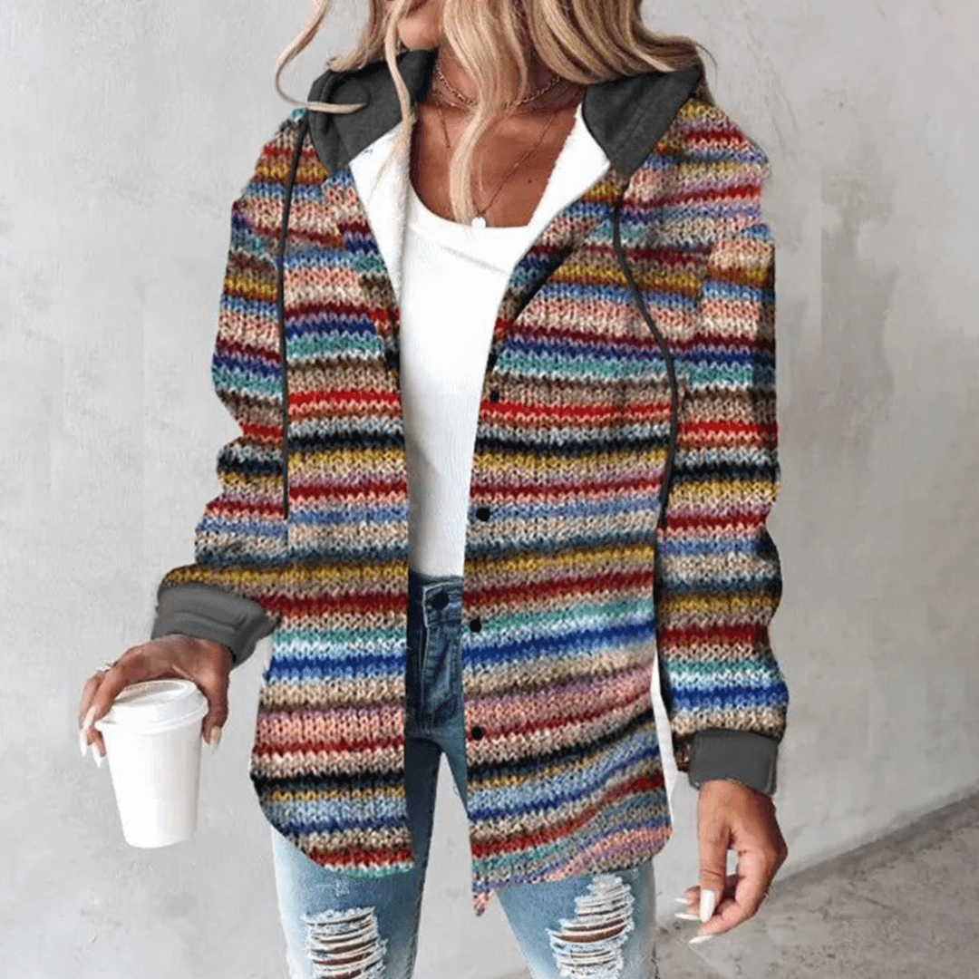 Lunaria Women Cardigan Multicoloured / S Noelle Multicolor Knit Button Front Cardigan For Women