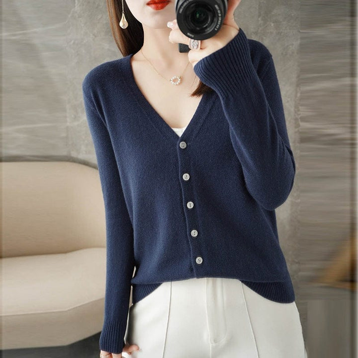 Lunaria Women Cardigan navy blue / M Anna Lightweight V-Neck Cardigan For Women