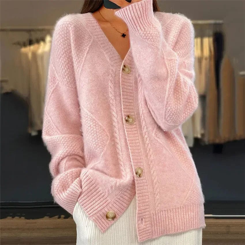 Lunaria Women Cardigan pink / S Tiana Formal Button Cardigan For Women Classic Knit
