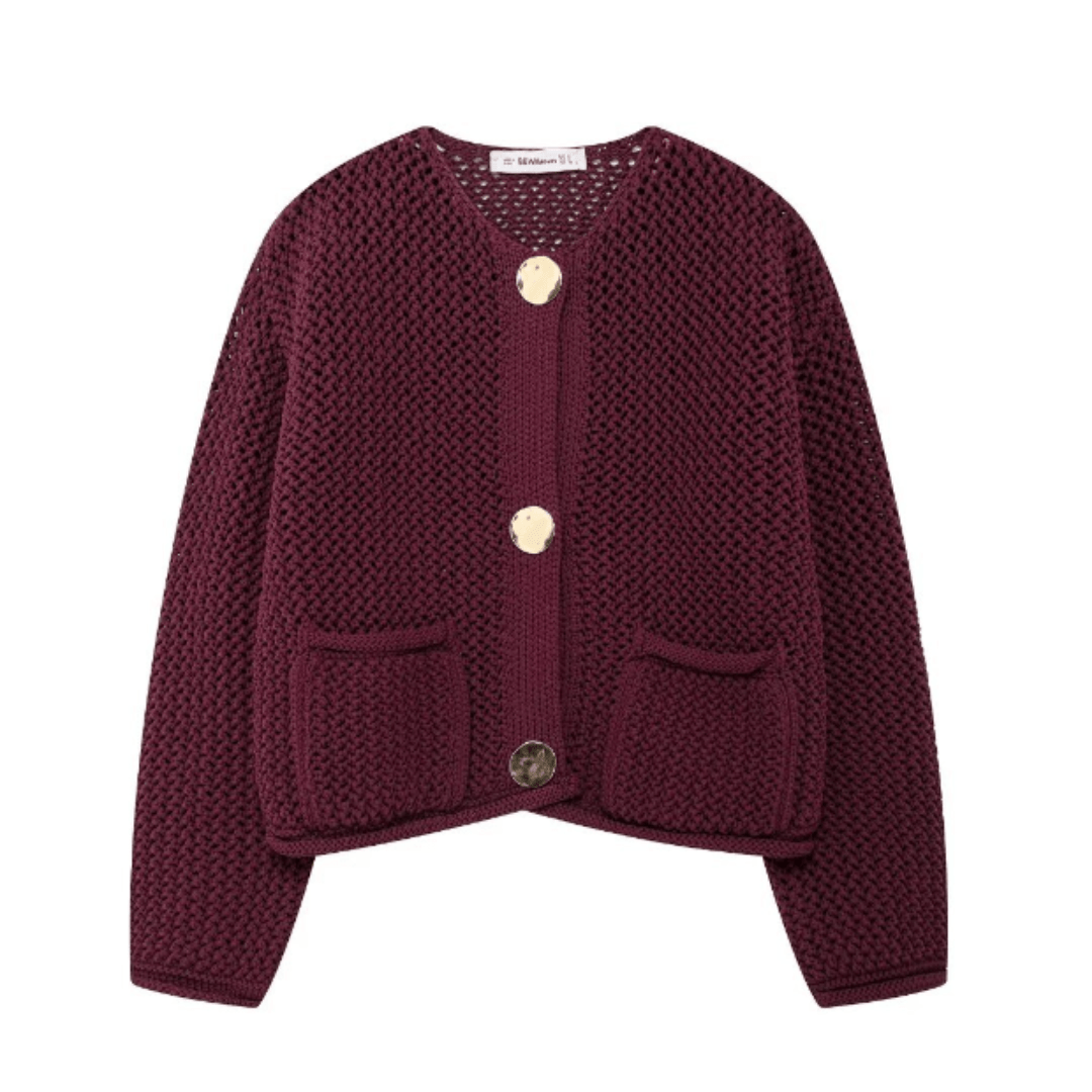 Lunaria Women Cardigan Red / one size fits all Lillie Classic Button Front Knit Cardigan For Women