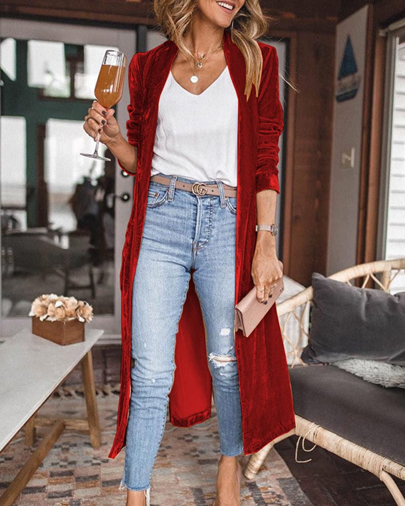 Lunaria Women Cardigan red / S Natasha Long Open Front Women's Cardigan Coat Layer