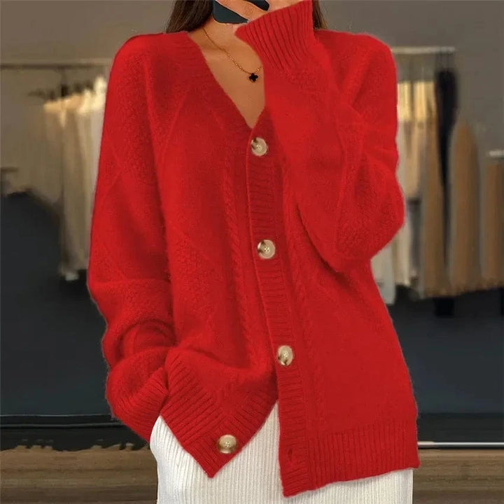Lunaria Women Cardigan red / S Tiana Formal Button Cardigan For Women Classic Knit
