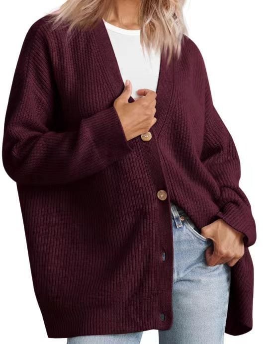 Lunaria Women Cardigan red / XS Francesca Women Oversized Striped Button Cardigan