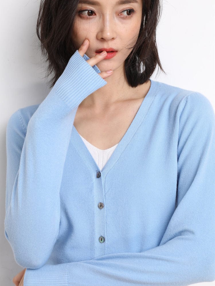 Lunaria Women Cardigan sky blue / M Anna Lightweight V-Neck Cardigan For Women