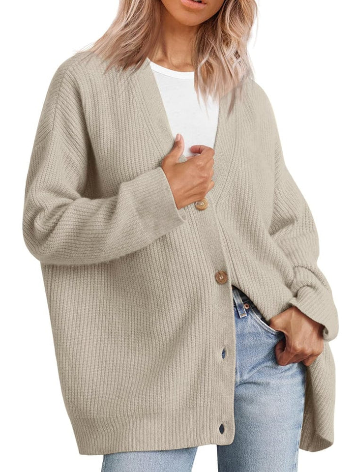 Lunaria Women Cardigan taupe / S Zahra Long Sleeve Knitted Button Cardigan For Women