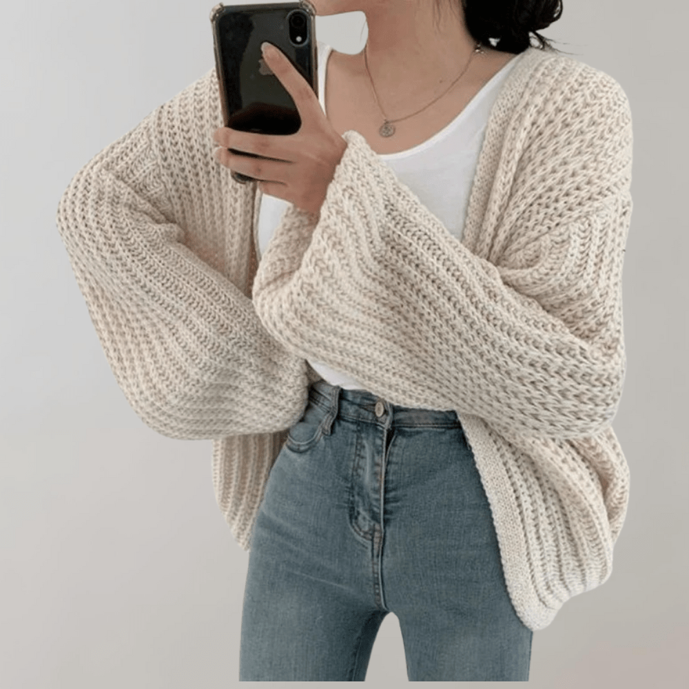 Lunaria Women Cardigan White / one size fits all Sylvie Lightweight Long Sleeve Knit Cardigan